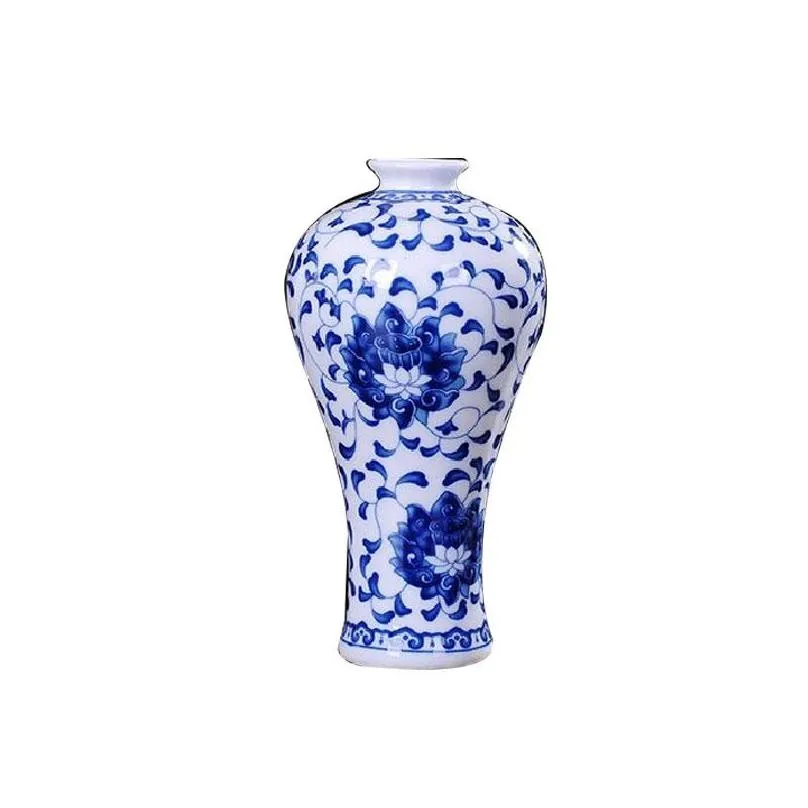 traditional chinese blue white porcelain vase ceramic flower vases vintage home decoration