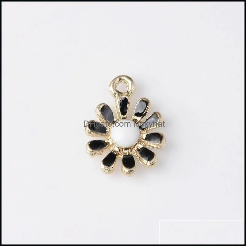 new vintage enamel daisy sun flower alloy gold tone charms fit for pendant earrings bracelet jewelry making accessory 794 r2