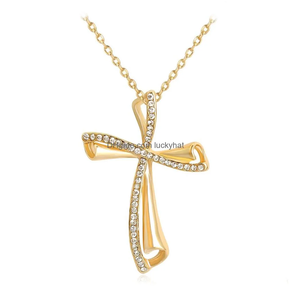 fashion jewelry cross necklace rhinstone cross pendant necklace