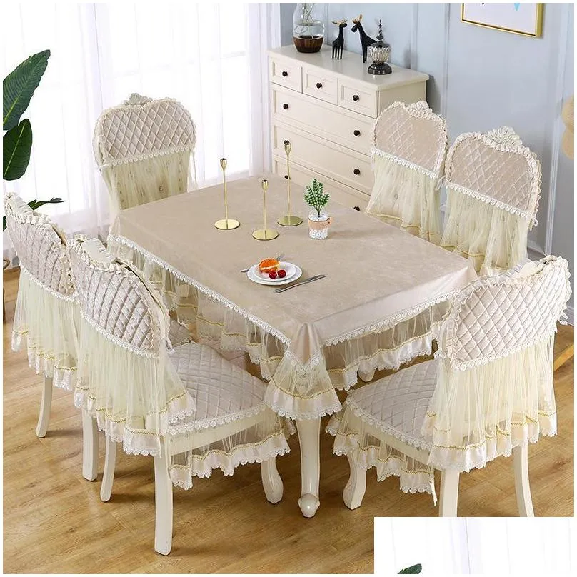 chair covers european garden cushion cover tablecloth lace embroidered dining table cloth flower peony wedding home textile