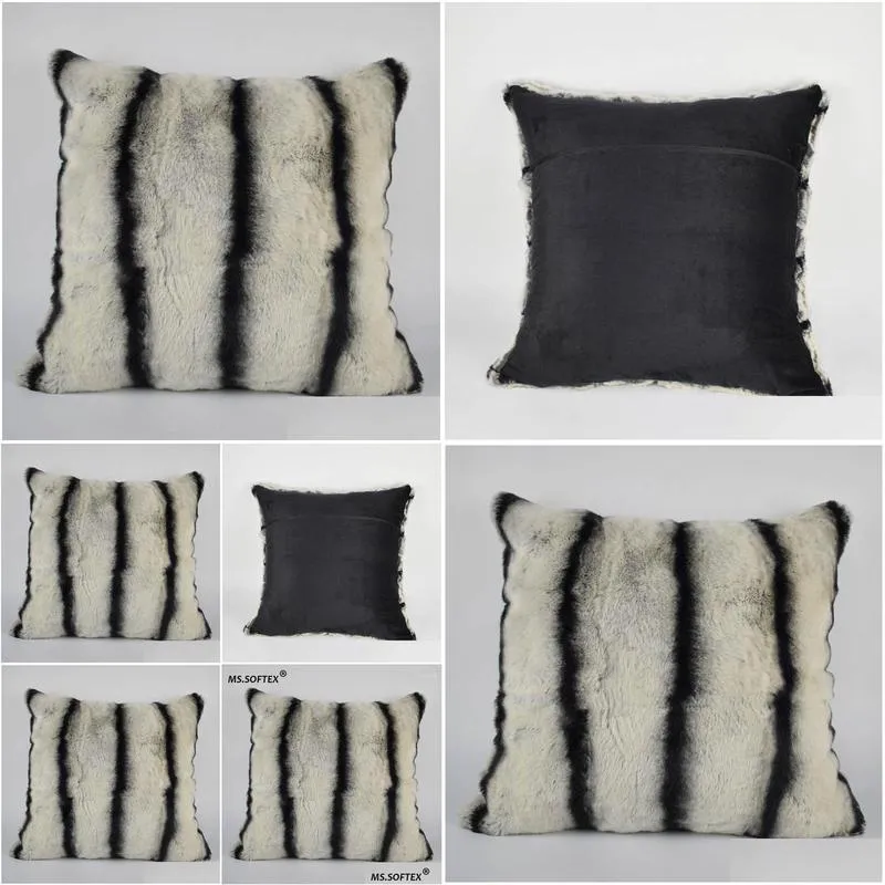 ms.softex natural rex fur pillow case chinchilla design real fur cushion cover soft pillow cover homes decoration1