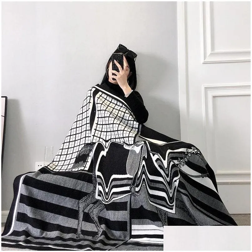 16 designs letter woolen cashmere blanket 135x170cm shawl scarf thick soft wool warm plaid sofa bed decoration air conditioning portable fleece throw