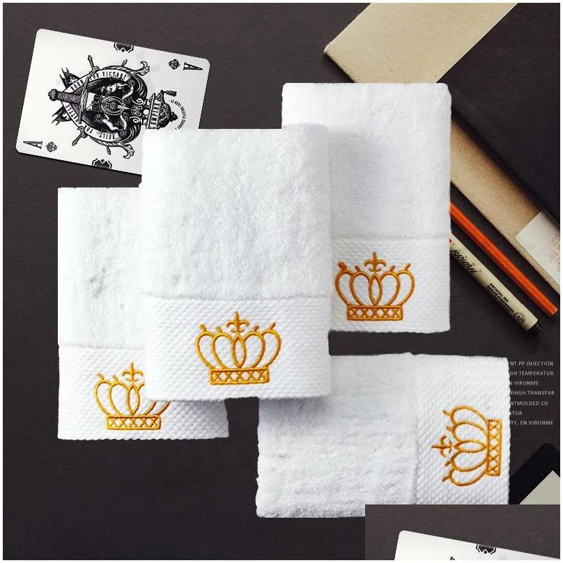 embroidered imperial crown cotton white el towel set face towels bath towels for adults washcloths absorbent hand