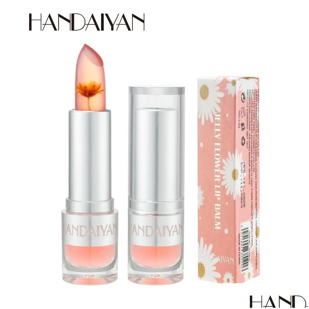 handaiyan moisturizer lip balm lips stick transparent jelly flower 8 different color nutritious makeup hydrating lipstick tube