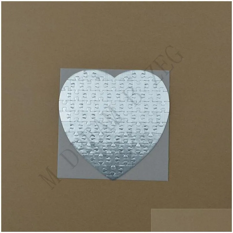 sublimation blank heart jigsaw puzzles party diy 75 pieces gold silver puzzle paper products hearts love shape transfer printing blanks consumables children
