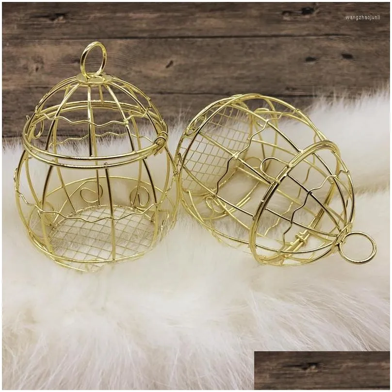 gift wrap 1 pc and high quality mini metal gold retro birdcage candy box wedding iron supplies