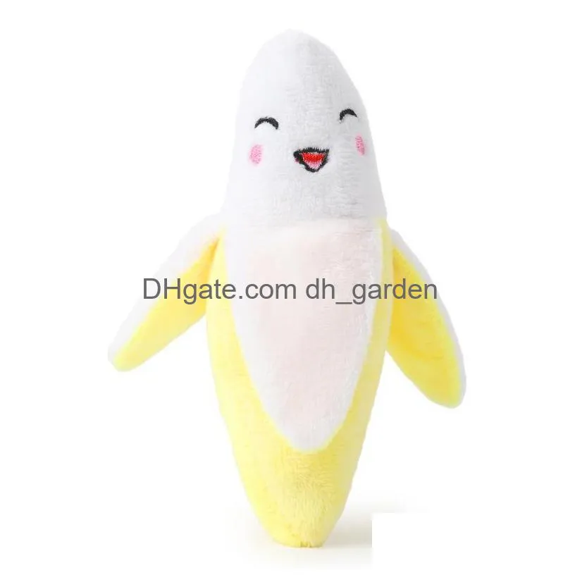 dog cat cute plush banana shape squeak sound toys fruit interactive cat dog toy creative toys pet supplies