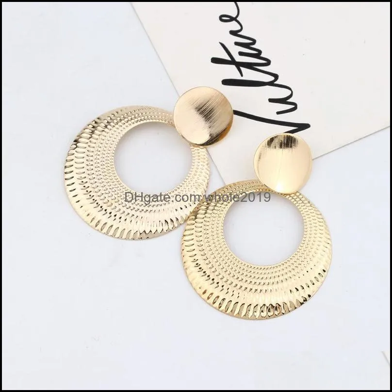 punk gold alloy big circle hoop earrings for women large bohemian hollow round dangle earrings weddings party jewelry gift