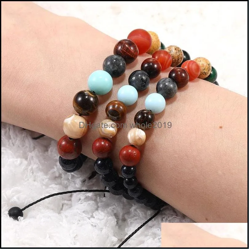 10mm handmade braided natural stone strands beads energy charm bracelets for women men party club decor jewelry