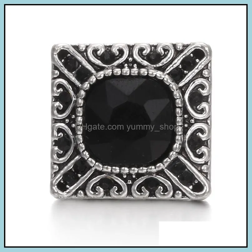 snap button jewelry component rhinestone square 18mm metal snaps buttons fit bracelet bangle noosa a0244