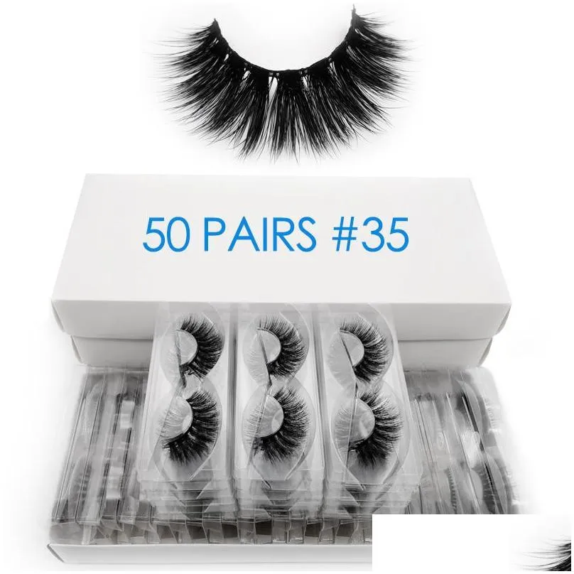 50 pairs wholesale mink eyelashes bulk fluffy 3d lashes 100 cruelty natural long false eyelash extension makeup cilios