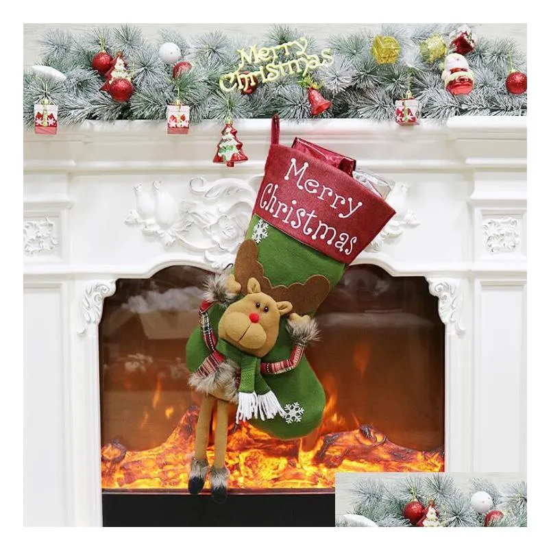 creative large size christmas stocking children party candy bags sock gift bag xmas tree ornaments home christmas decoration festive