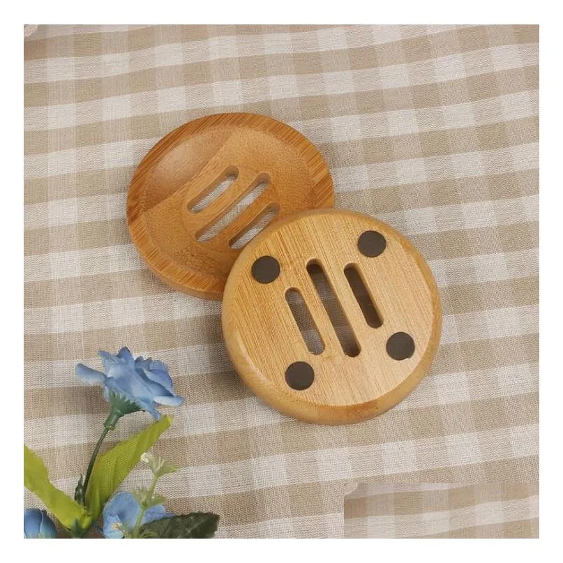 round bamboo soap dish environmentally friendly natural bamboo handmade soap box mini bathroom soap holder 8.2x1.3cm