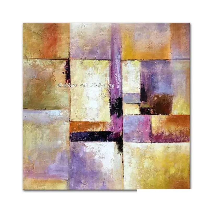 paintings arthyx hand painted abstract color piece grid oil painting on canvas modern art wall picture for living room home decoration