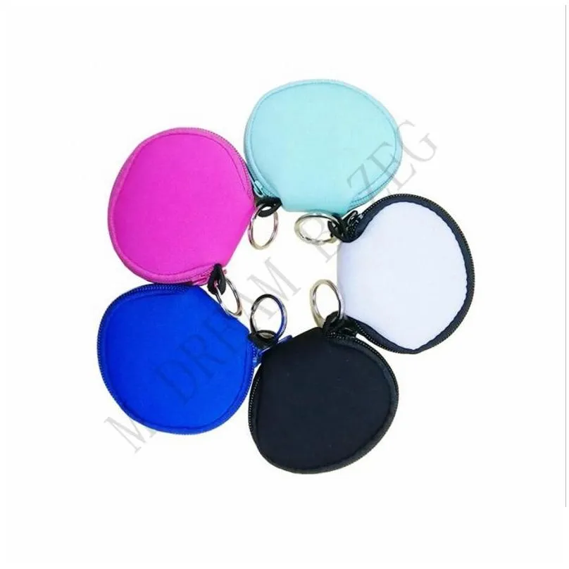 multifunction neoprene bags small coin purse face mask holder durable earphone bags zipper purse solid zipper coin pouch