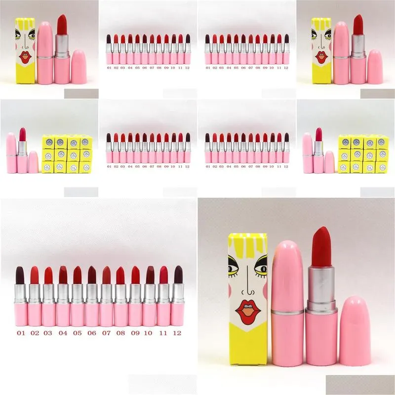 pink lip stick matte lipsticks colorsnatural easy to wear long last 12 colors lips makeup