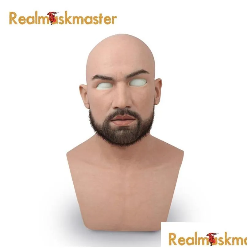 male latex realistic adult silicone full face masks for man cosplay party mask fetish real skin