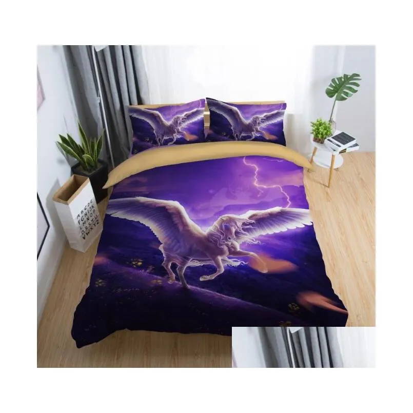 3d horse bedding set flying with pillowcase twin full queen king size 2pcs/3pcs