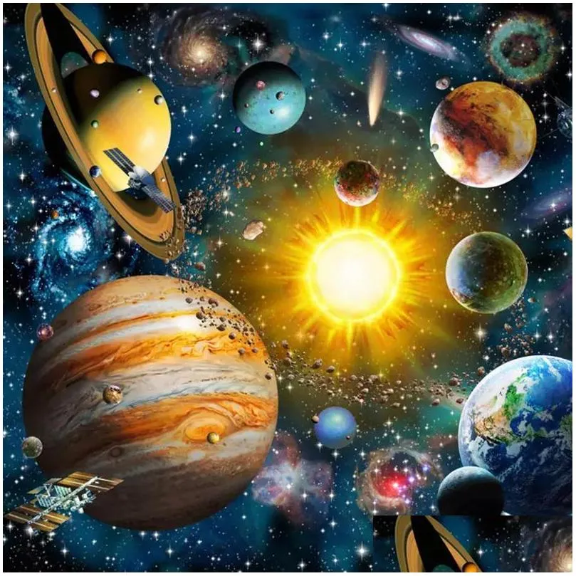 wallpapers custom 3d po wallpaper kids bedroom modern hand painted cartoon universe star sky planet children room mural background