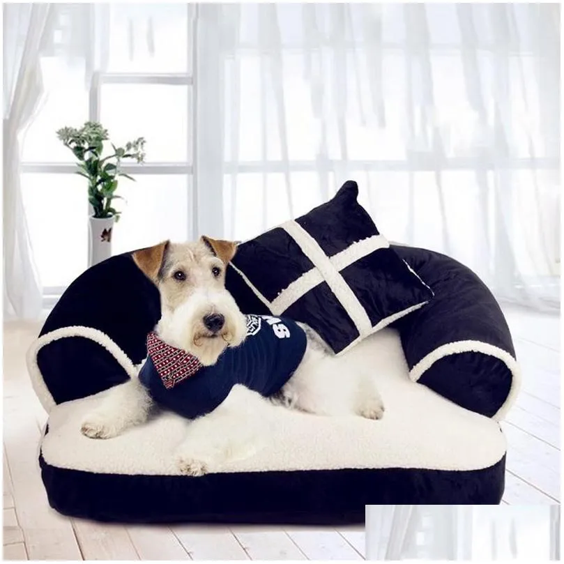 warm kennels small dog bed luxury pet sofa pens with pillow detachable wash soft fleece cat house