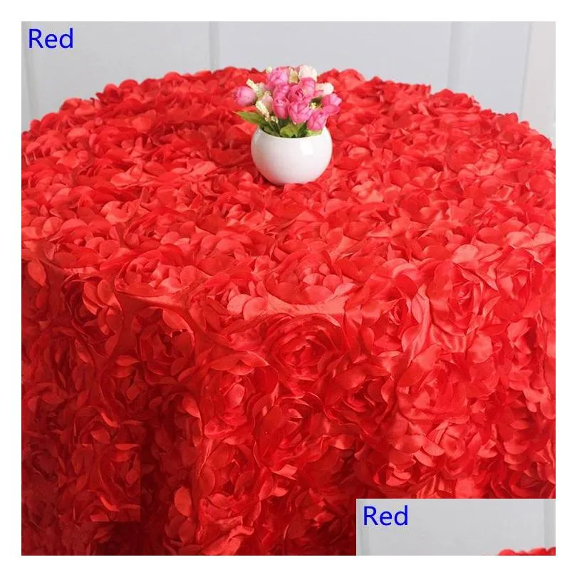 various colours round table cloth rosette embroider table cover 3d rose flower design for wedding party el