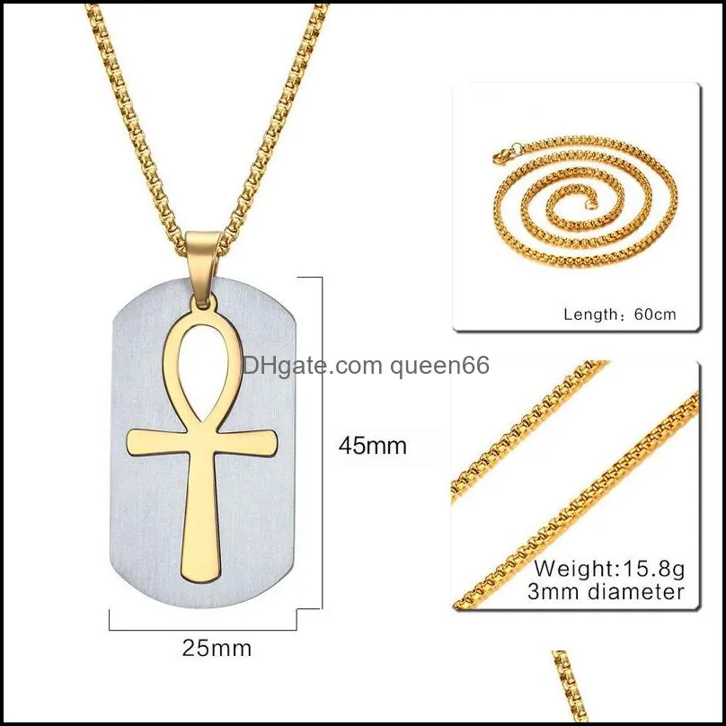 removable ankh necklace pendant steel life cross egyptian men jewelry goldcolor the key of the nile