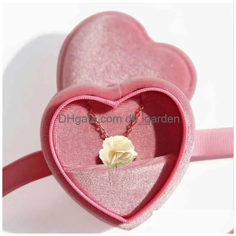 heart shaped jewelry box velvet ring pendant boxes earrings display case jewelry storage holder for proposal engagement wedding