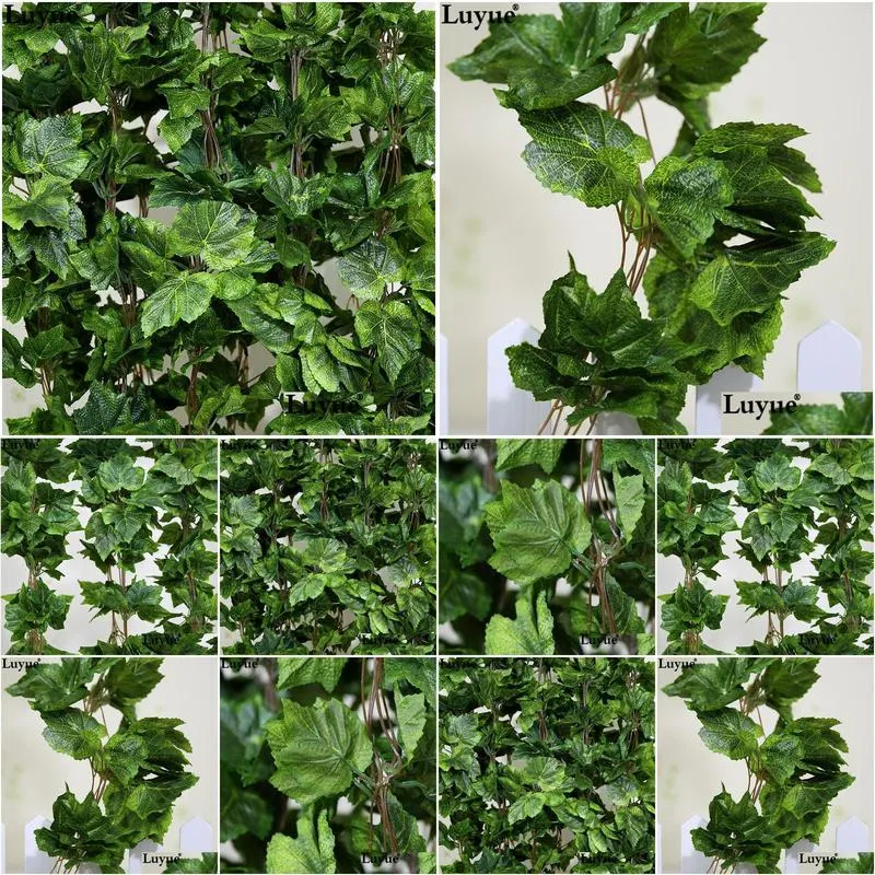 real artificial flower silk grape leaf garland faux vine ivy indoor /outdoor home decor wedding flower green christmas gift wholesale