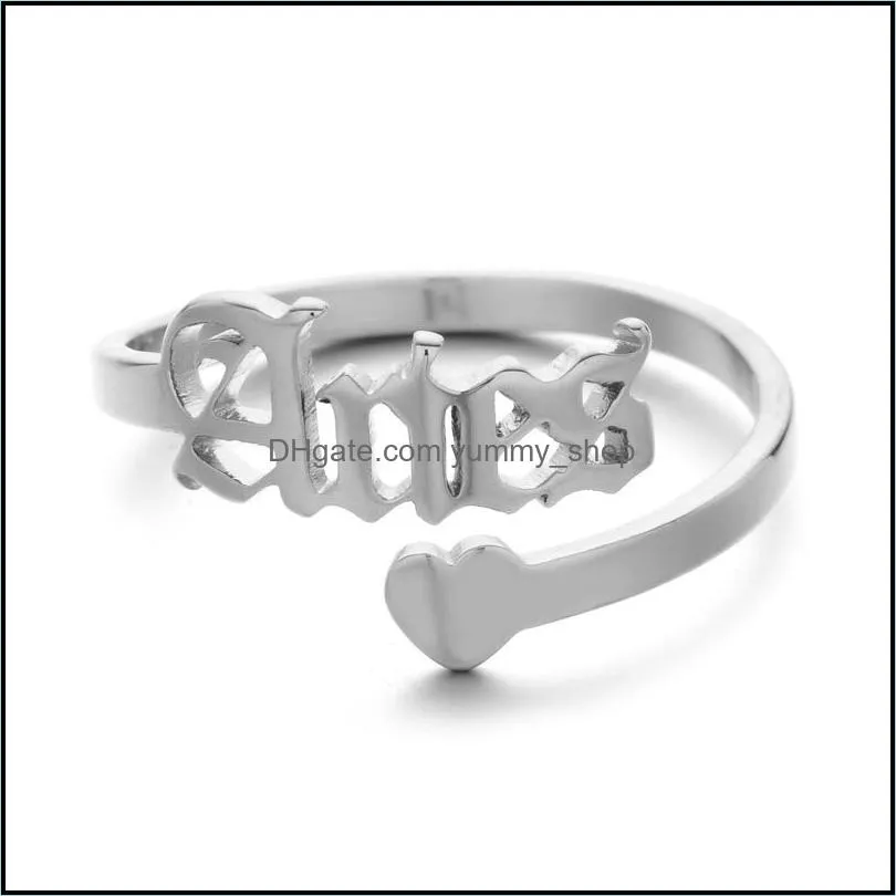 adjustable heart stainless steel rings 12 constellations letter ring for woman opening wedding zodiac finger ring birthday jewelry
