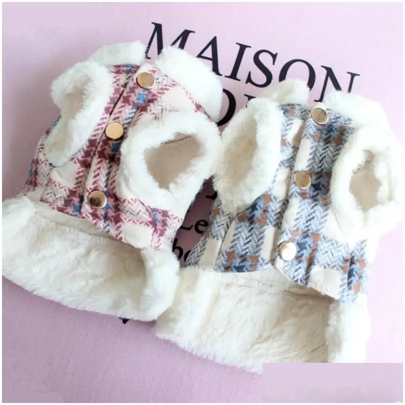 dog apparel fashion plaid harness jacket winter warm pet clothes for small dogs chihuahua yorkies coat puppy pets clothing manteau