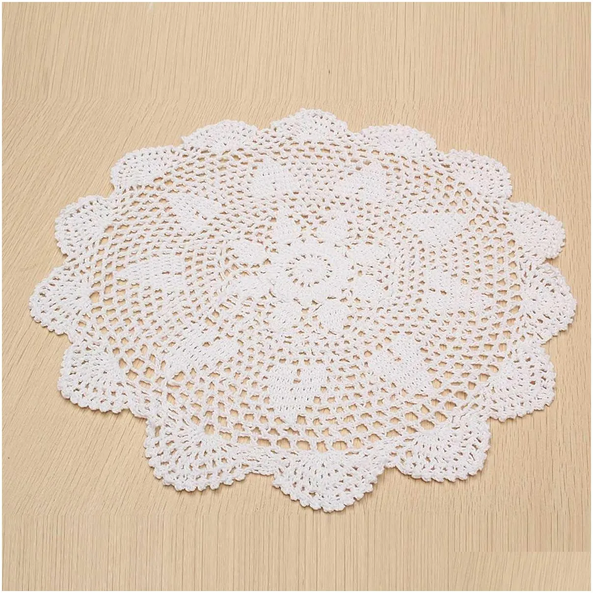 mats pads 37cm round lace hand crocheted doily placemat vintage floral coasters home coffee shop dining table decorative gadgets