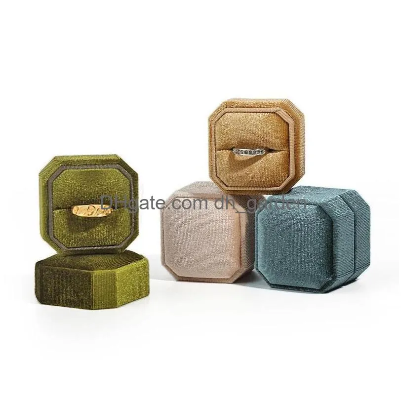 velvet couple double ring box ring earring pendant holder storage case jewelry packaging for proposal engagement wedding