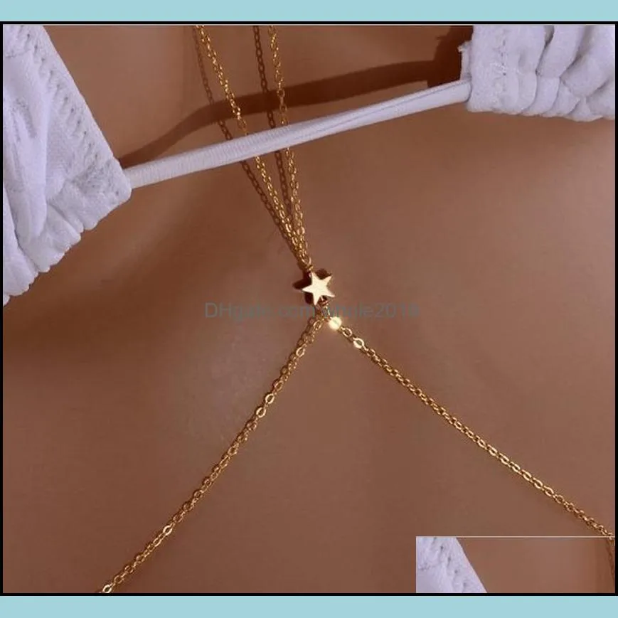 summer beach sexy multilayer necklaces vintage fashion crossover star harness bikini body belly waist necklace chain jewelry