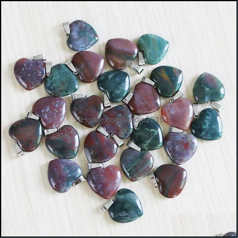 wholesale pendants natural indian agates stone love heart beads 20mm for necklace jewelry making woman