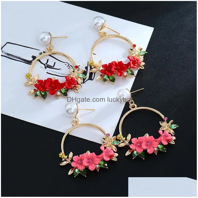 europe fashion jewelry vintage earrings flowers hoop dangle stud earrings s527