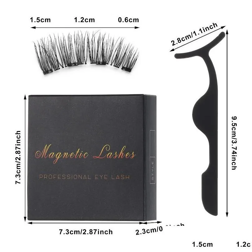 false eyelashes 2 pairs magnetic kit without liquid eyeliner fourfold ultra thin magnets natural long fluffy resuable