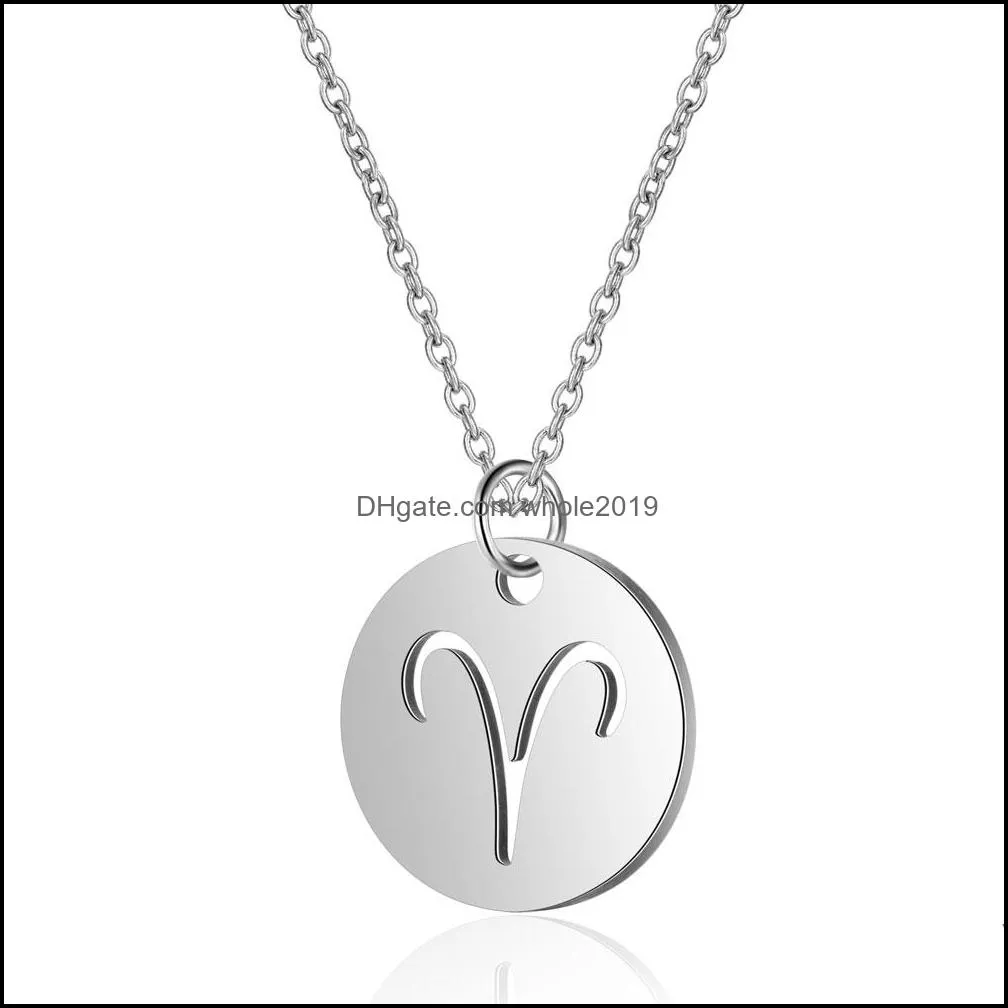 fashion zodiac choker necklace 316l stainless steel women constellations silver color never fade hollowout 12 signs gifts