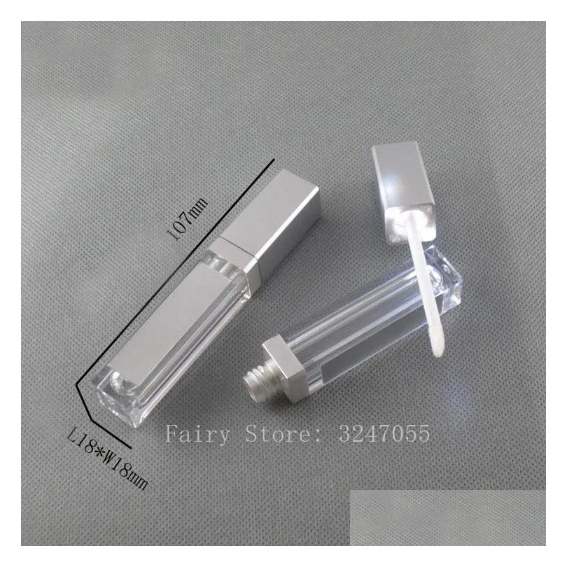 10/30/50pcs 7.5ml empty makeup diy lip gloss bottle black/silver square lipgloss tube with led light mirror labial glair bottle