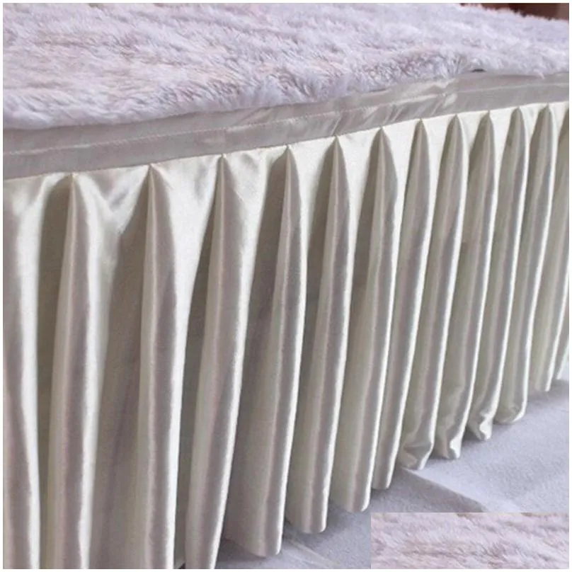 0.8x3m table skirts white ice silk wedding tables skirt cloth decoration banquet event el home skirting pink