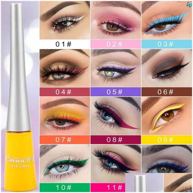 cmaadu color liquid eyeliner waterproof 17 different colors natural matte fast dry longlasting coloris makeup eye liner