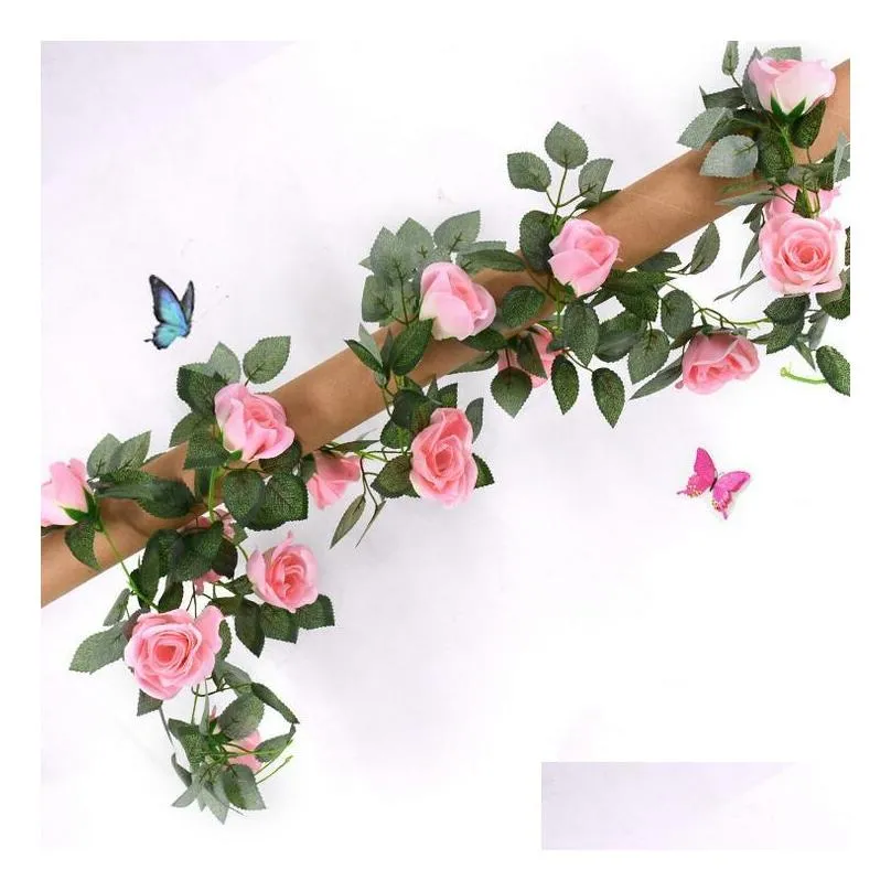 2.2m artificial flower vine fake silk rose ivy flower for wedding decoration artificial vines hanging garland home decor