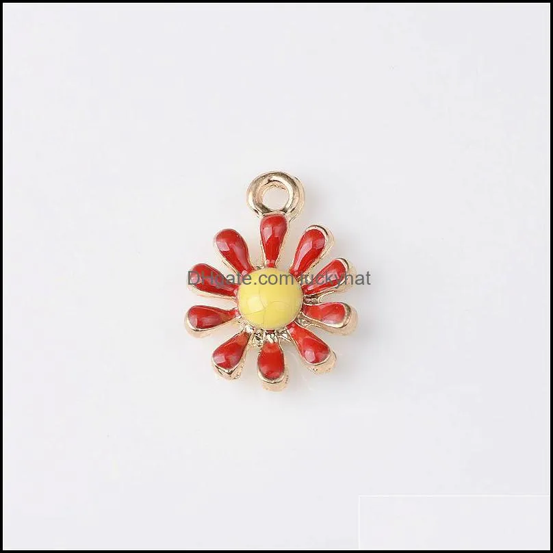 new vintage enamel daisy sun flower alloy gold tone charms fit for pendant earrings bracelet jewelry making accessory 794 r2