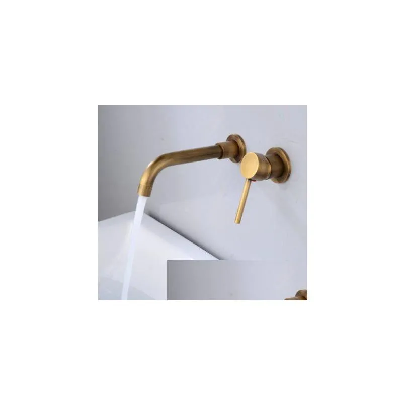 wall mounted brass basin faucet single handle mixer tap cold bathroom water wholesale bath mablack white brush gold set