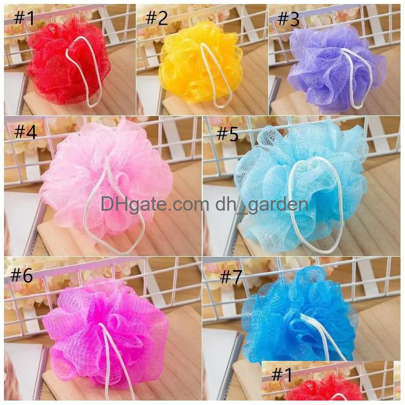 hot pure color bath ball bath net comfortable multi bubble bath flower massage cleanser bathroom products 150pcs t500494