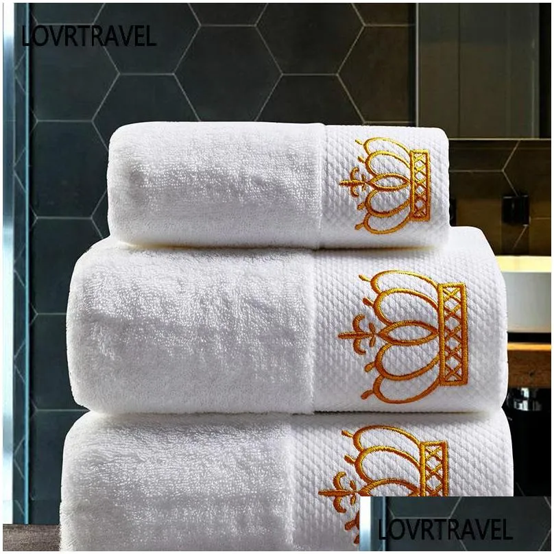 embroidered imperial crown cotton white el towel set face towels bath towels for adults washcloths absorbent hand