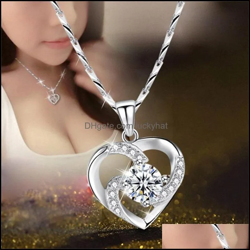 love crystal necklace sliver sapphire pendant necklaces birthday gift for women jewelry white purple 3 2lr q2