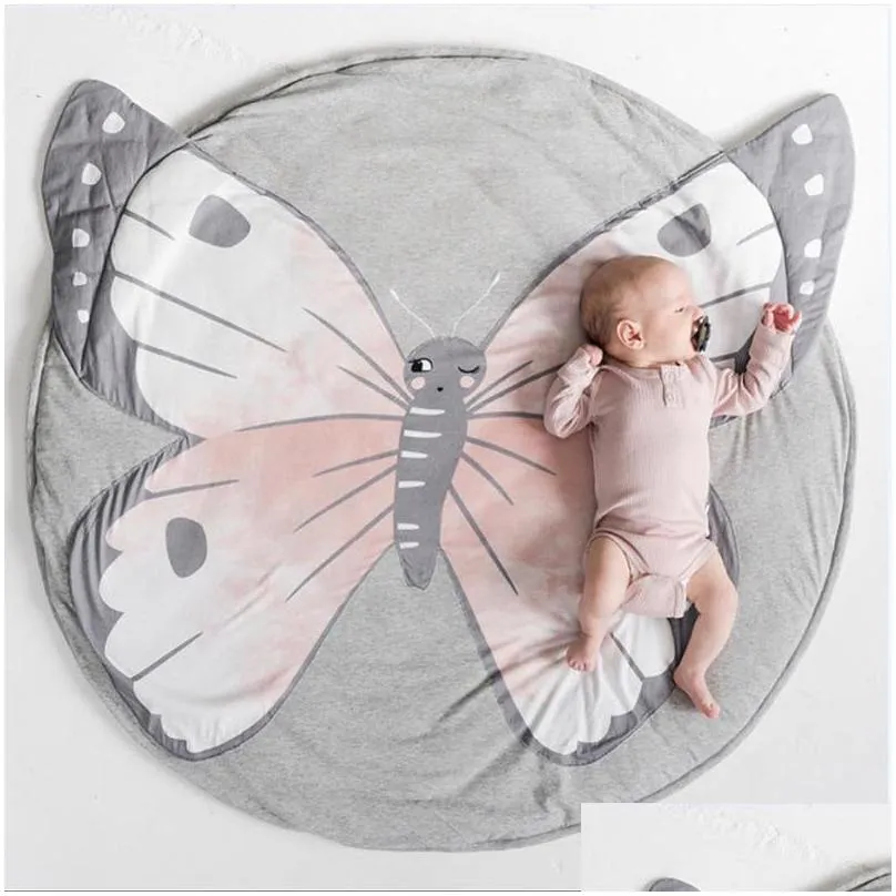 ins baby play mats kid crawling carpet floor rug baby bedding butterfly blanket cotton game pad children room decor 3d rugs