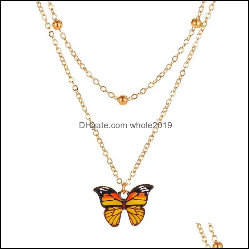 vintage multilayer pendant butterfly necklace for women butterflies charm choker necklaces boho fashion jewelry gift