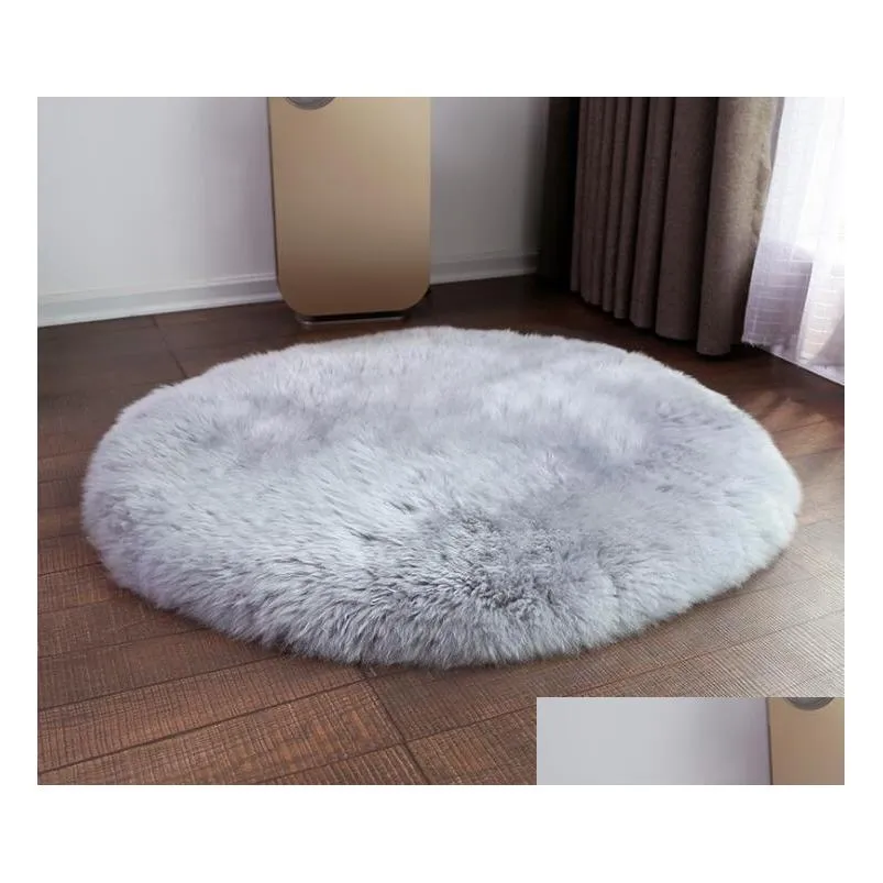 round long fur carpet long plush rugs for bedroom shaggy area rug modern mat living room decor
