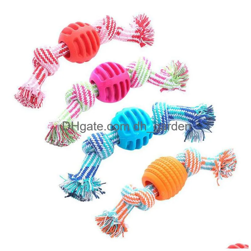 pet dog rope chew toys bone ball shape animal pets playing knot toy cotton teeth cleaning toys for small dog 4 colors